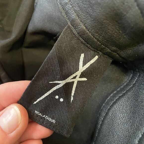 Yigal Azrouel Black Mix Medium Leather Canvas Pants Size 4 - Picture 5 of 9